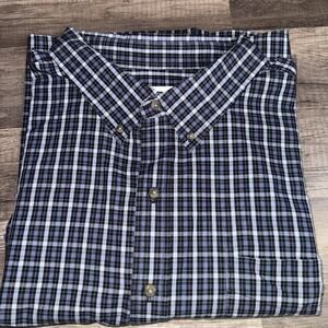 Harbor Bay Shirt Mens 3XL Blue/black Plaid Short Sleeve Button Down Classic